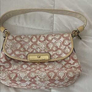 Coach Pink and Beige Shoulder Bag